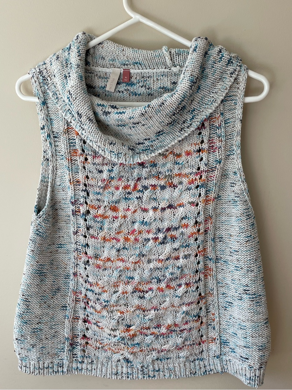 Pilcro Speckled Ivory Cowl Neck knit Sleeveless Sweater - Anthropologie.
